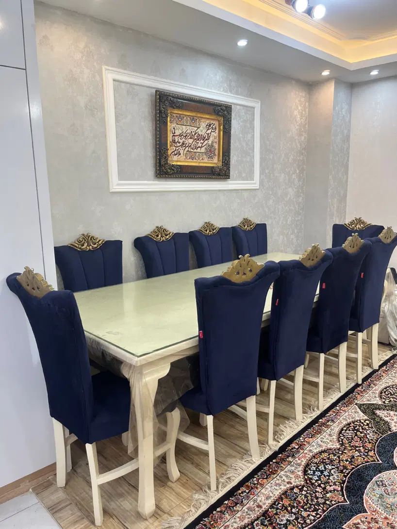 میز غذاخوری ۱۰ نفره با شیشه سکوریت ۱۰ میل|میز و صندلی غذاخوری|رشت, دیانتی|دیوار