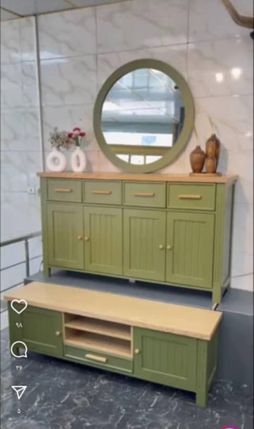 آینه و کنسول چوب راش رنگ به دلخواه شما|بوفه، ویترین، کنسول|یاسوج, |دیوار