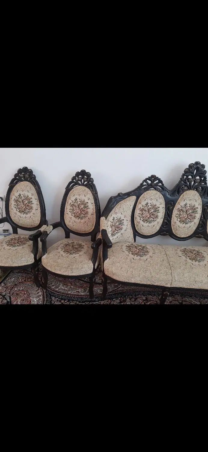 مبل سلطنتی ۹نفره  با میز نهارخوری ۸  با بوفه|مبلمان خانگی و میز عسلی|کرمانشاه, |دیوار