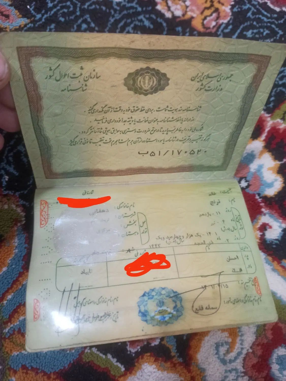 شناسنامه پیداشده به نام خانم ترنج دهقانی|اشیا|تربت جام, فاز ۳ فرهنگیان|دیوار