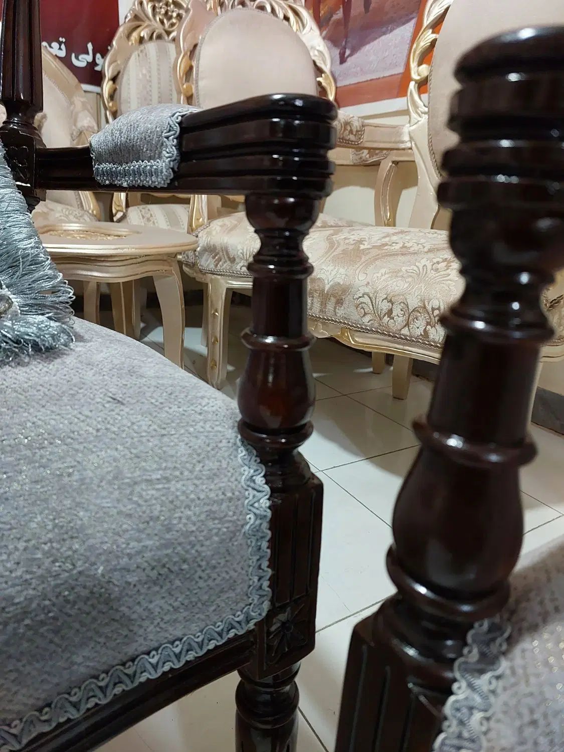 مبل سلطنتی  ۹ نفره کاجی ست  چوب راش خالص تظمینی|مبلمان خانگی و میز عسلی|تبریز, |دیوار