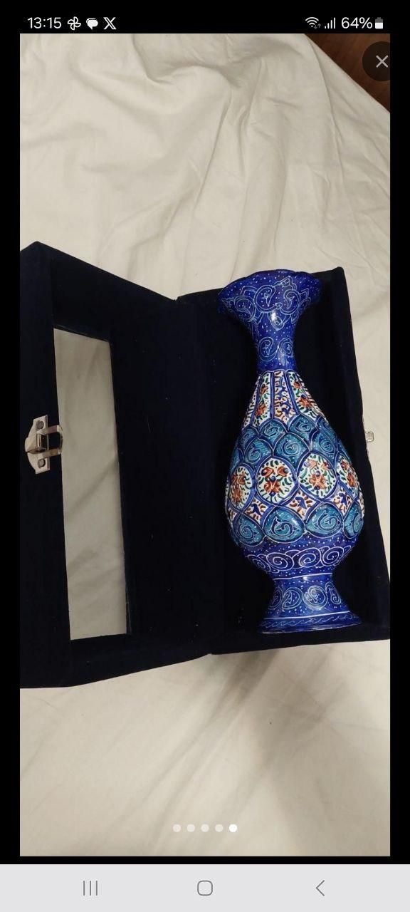 گلدان میناکاری تزیینی 20سانتی با جعبه مخمل|کلکسیون اشیاء عتیقه|تهران, اقدسیه|دیوار