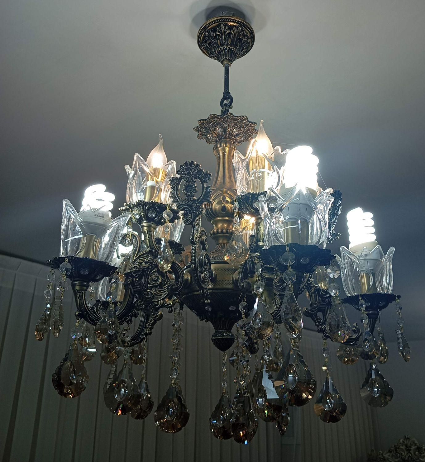 یک جفت لوستر 10شاخه به همراه 10عدد لامپ|لوستر و چراغ آویز|بیرجند, |دیوار