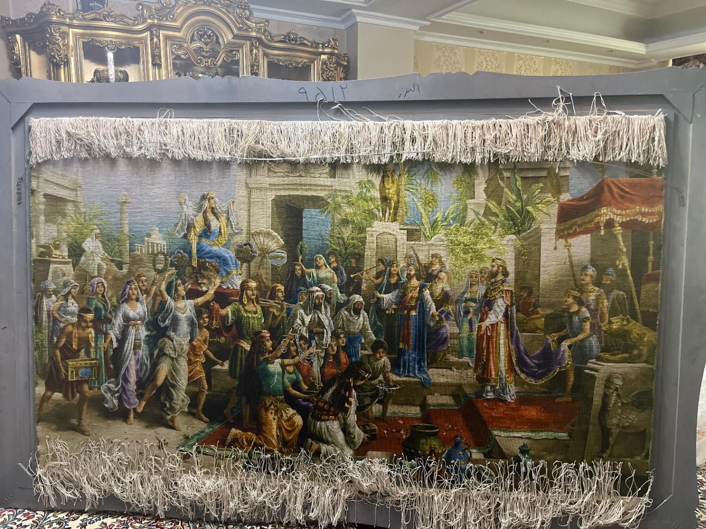 ،نام تابلو (تاج گذاری حضرت سلیمان و کافه روس)|تابلو فرش|کرج, عظیمیه|دیوار