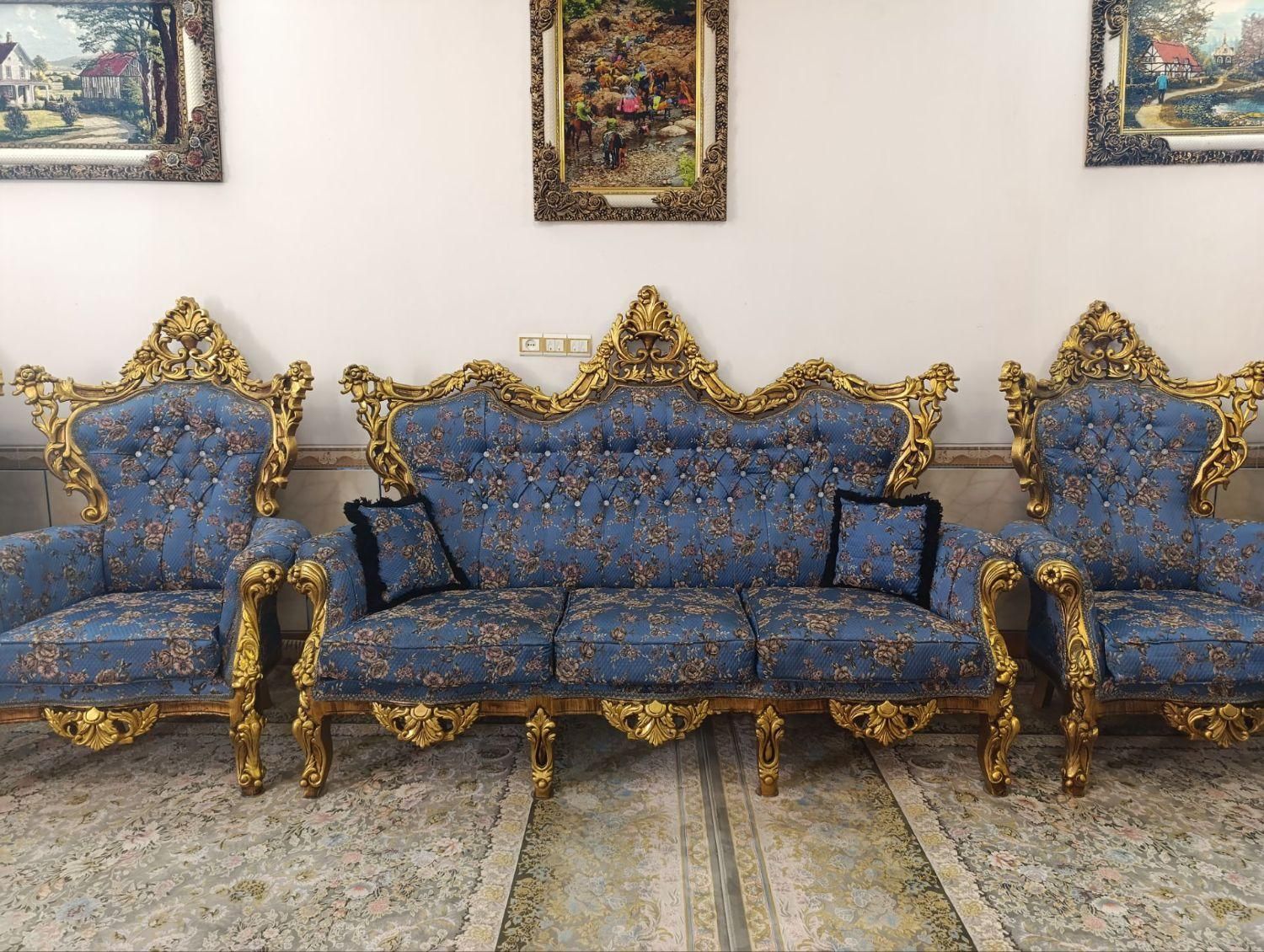 مبلمان سلطنتی 9 نفره|مبلمان خانگی و میز عسلی|مرودشت, فاز دوم شهرک فرهنگیان|دیوار