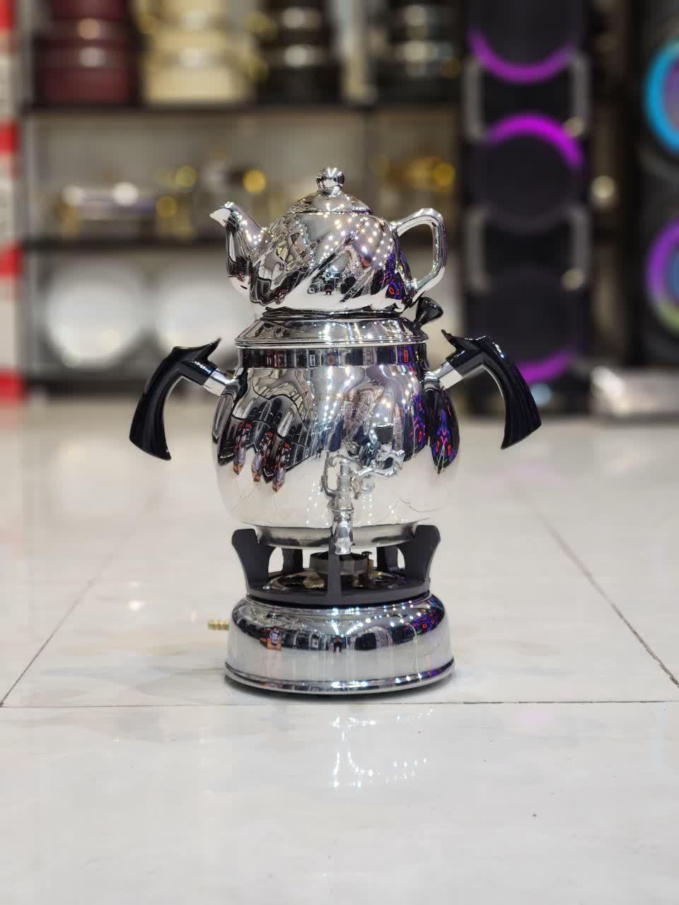 سماور سنگی برنجی کوره دار ورق ضخیم قوری سرامیکی|سماور، چایساز، قهوهساز|یزد, |دیوار