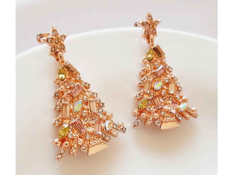 گوشواره آویز کوتاه درخت نگینی چند رنگ|بدلیجات|گرگان, |دیوار