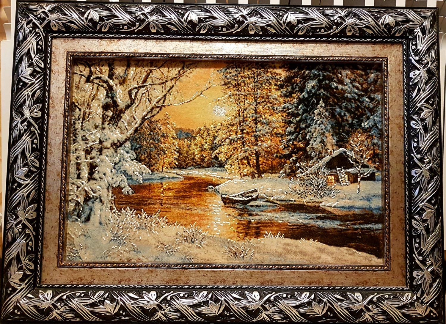 تابلو فرش دستباف منظره زمستانی چله ابریشم|تابلو فرش|تهران, ستارخان|دیوار