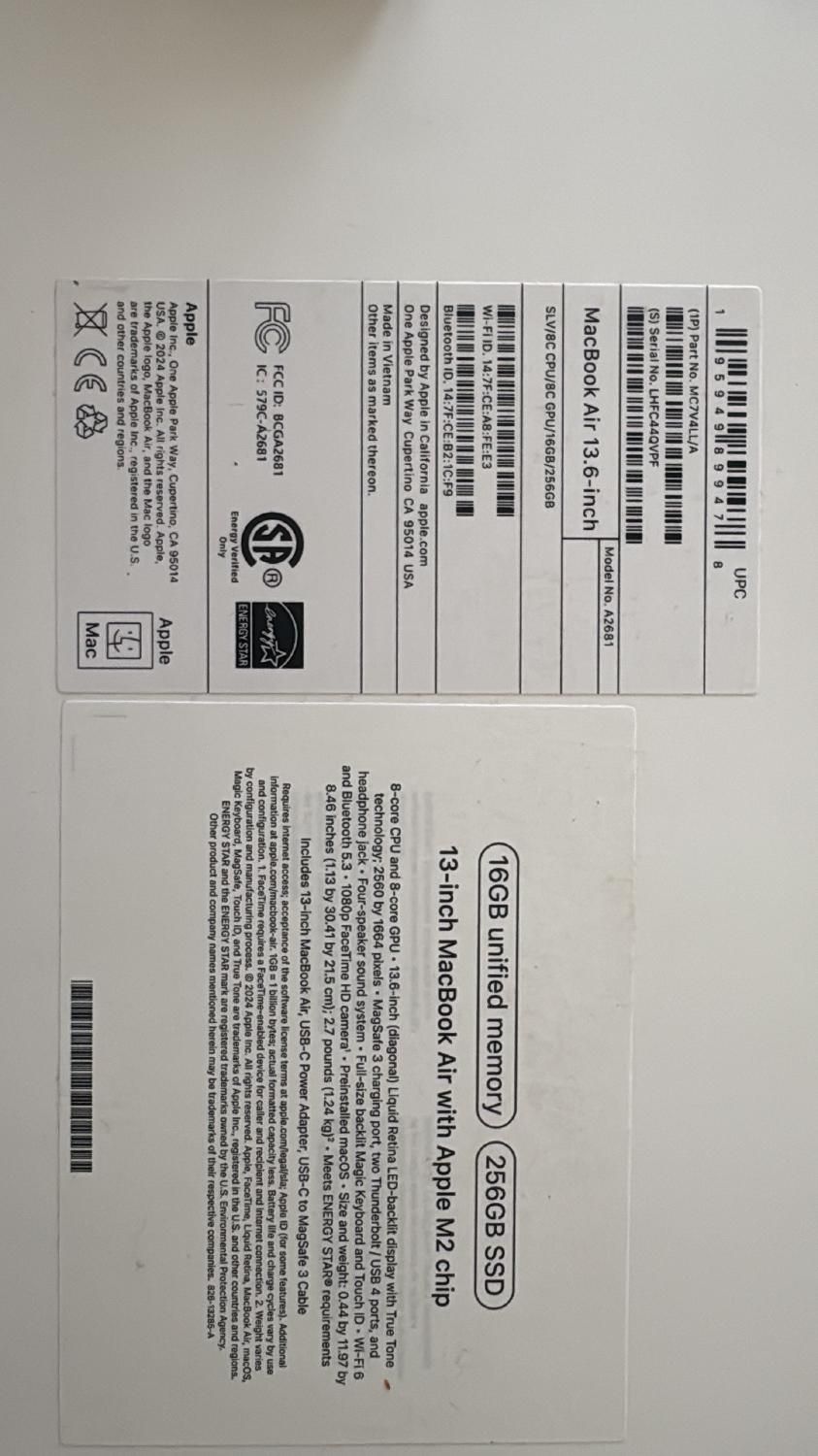 مک بوک air m2 16g 256ssd|رایانه همراه|تهران, پونک|دیوار