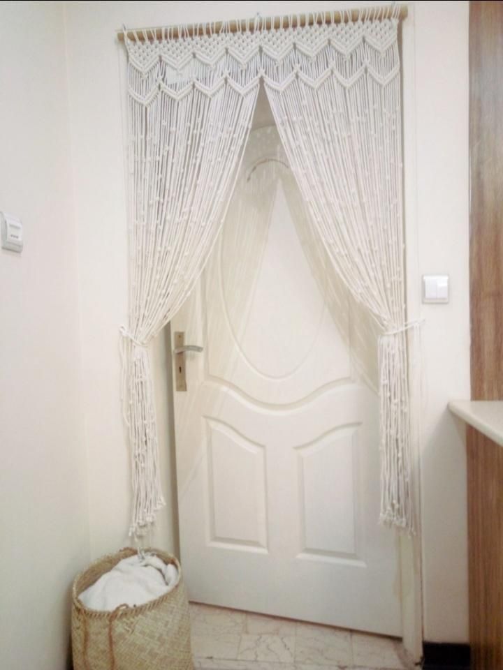 پرده دونه برفی مکرومه|پرده، رانر، رومیزی|آفتاب, |دیوار