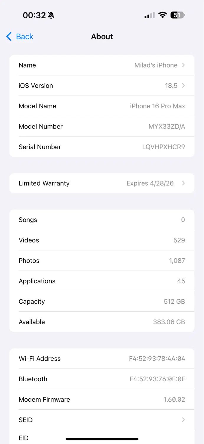 Iphone 16 promax512 g|موبایل|تهران, اوقاف|دیوار
