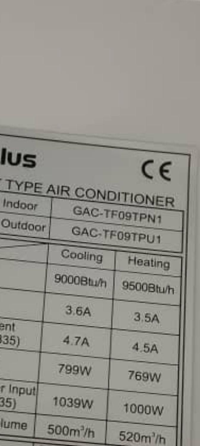کولر گازی۹۰۰۰ Gplus.   مدل tf09tpn1|کولر گازی و فن‌کوئل|تهران, خرمشهر|دیوار