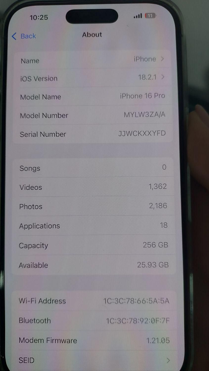 اپل iPhone 16 Pro با حافظهٔ ۲۵۶ گیگابایت|موبایل|رشت, باهنر|دیوار