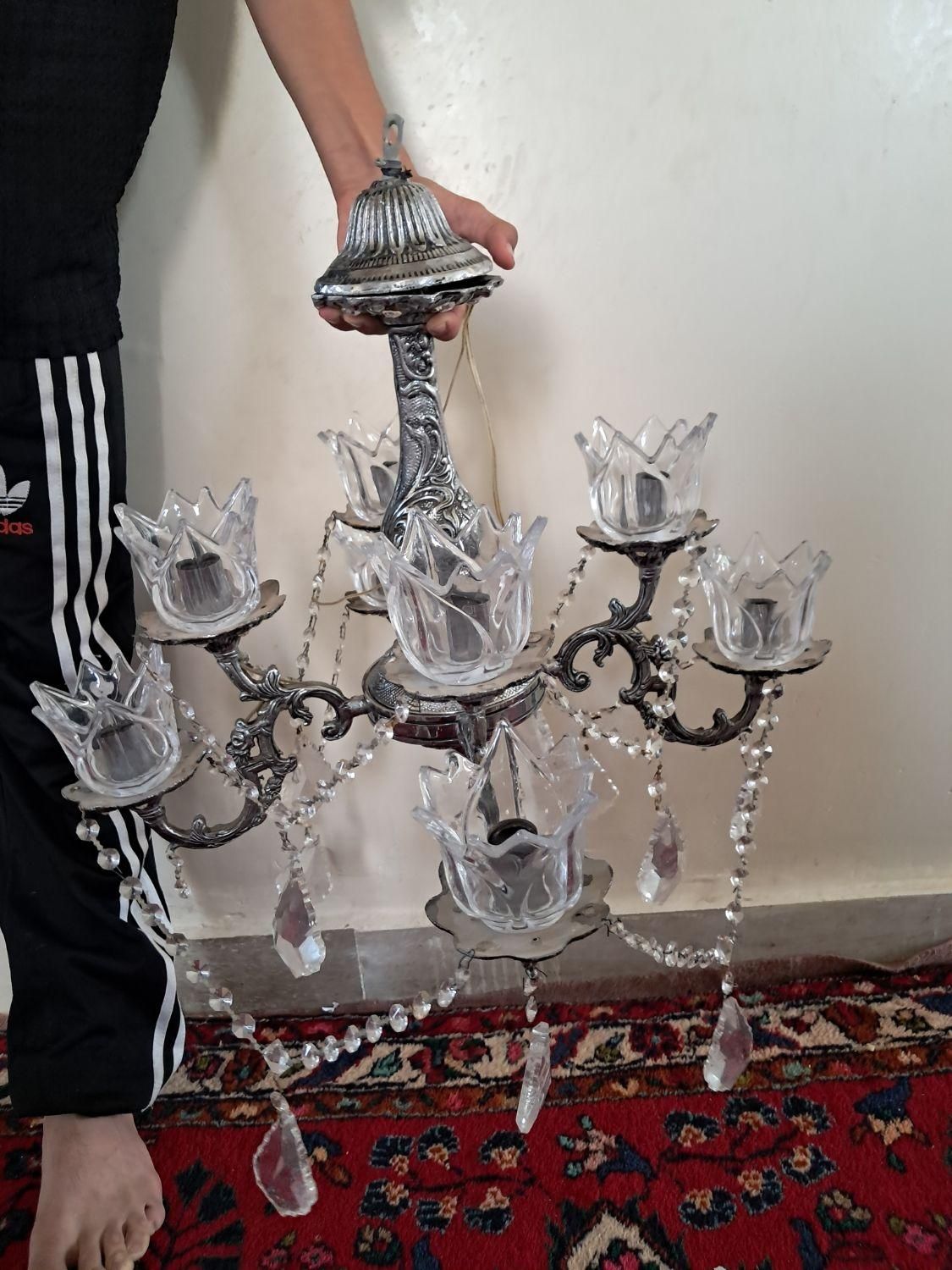 لوستر برنز چهار شاخه|لوستر و چراغ آویز|تبریز, |دیوار