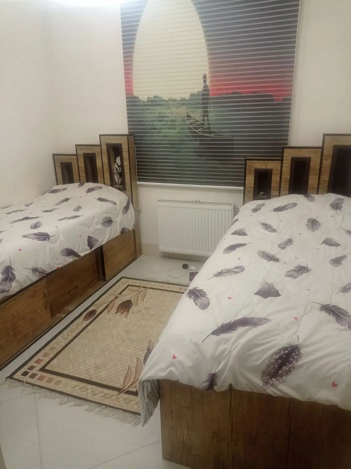 دوتا تخت یکنفره MDFکشو وباکس دار با تشک|تخت و سرویس خواب|تهران, دریاچه شهدای خلیج فارس|دیوار