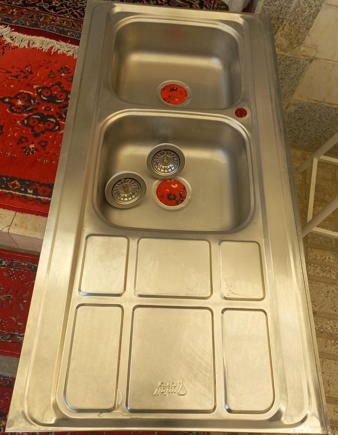 فروش سینک دو لگنه ایلیا استیل مدل الماس|آب‌چکان و نظم‌دهنده ظروف|خرمدره, |دیوار