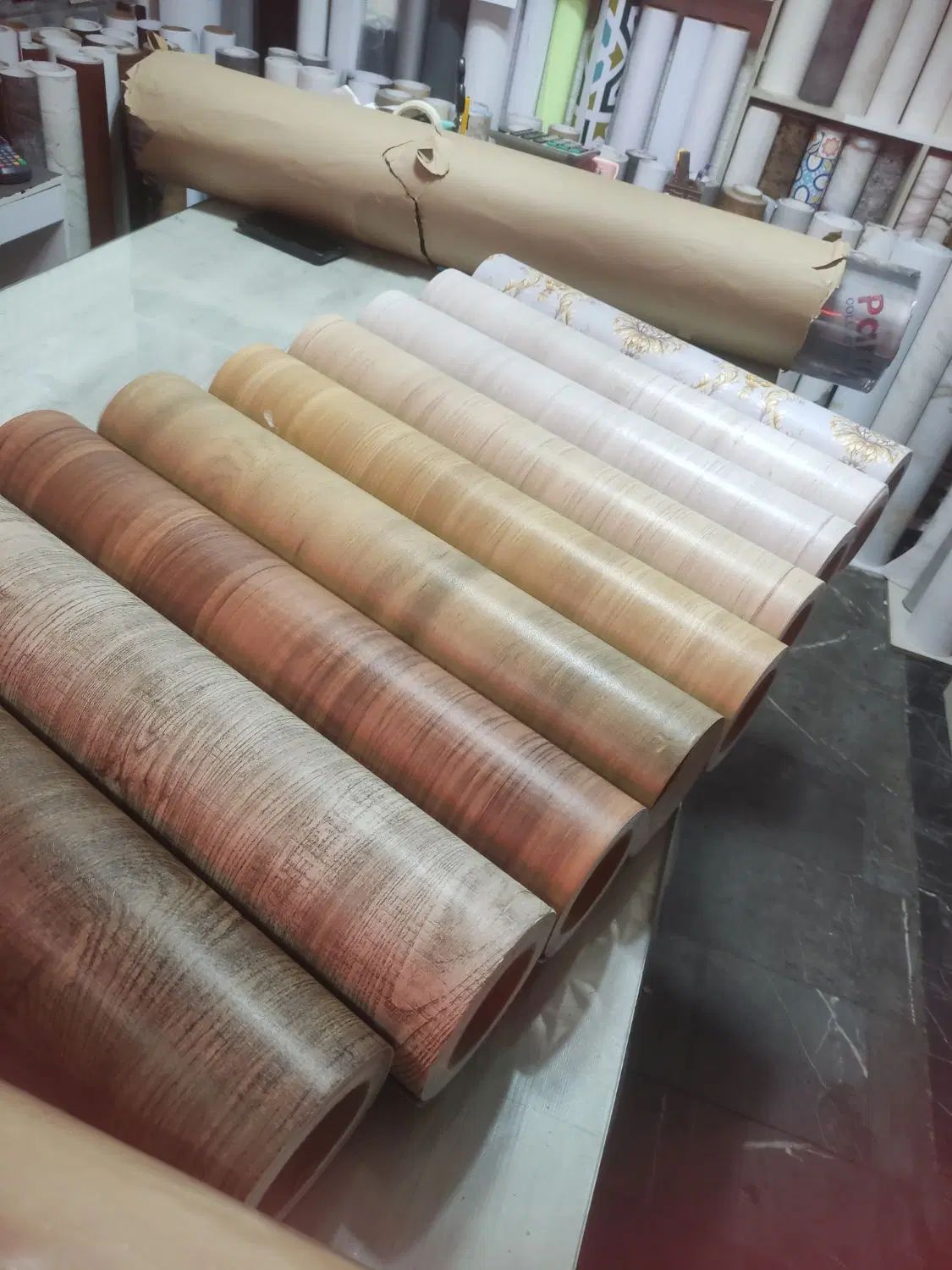 برچسب طرح چوب روکش پشت چسب برجسته پی وی سی کد ۱۲|خدمات پیشه و مهارت|تهران, علم و صنعت|دیوار