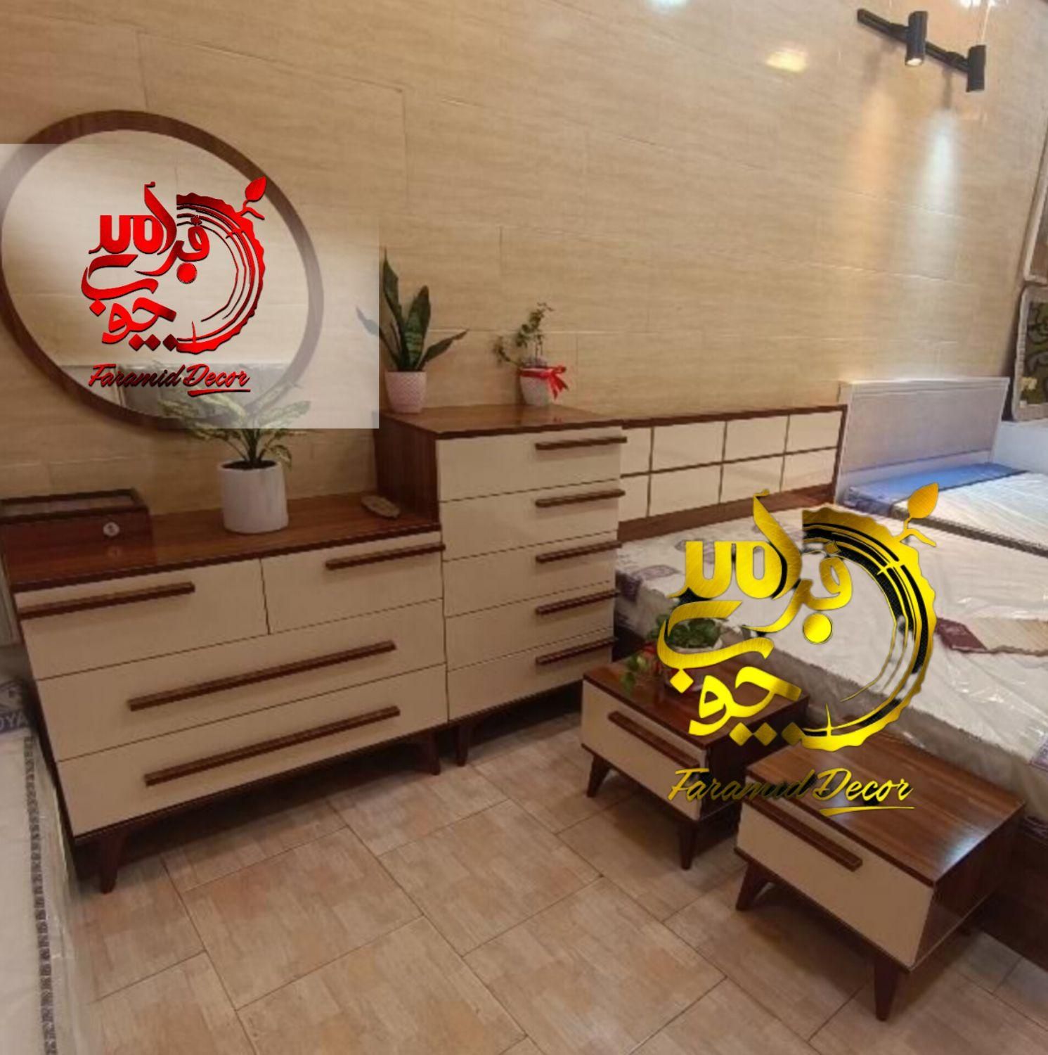 سرویس تخت خواب مدل پایه خراطی *طرح پازلی*باکفی|تخت و سرویس خواب|رشت, استقامت ۲|دیوار