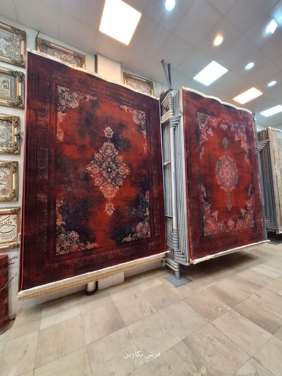 فرش ۹ متری شرابی نگارین ۱۲۰ شانه نخ اکرولیک|فرش|مشهد, امیر|دیوار