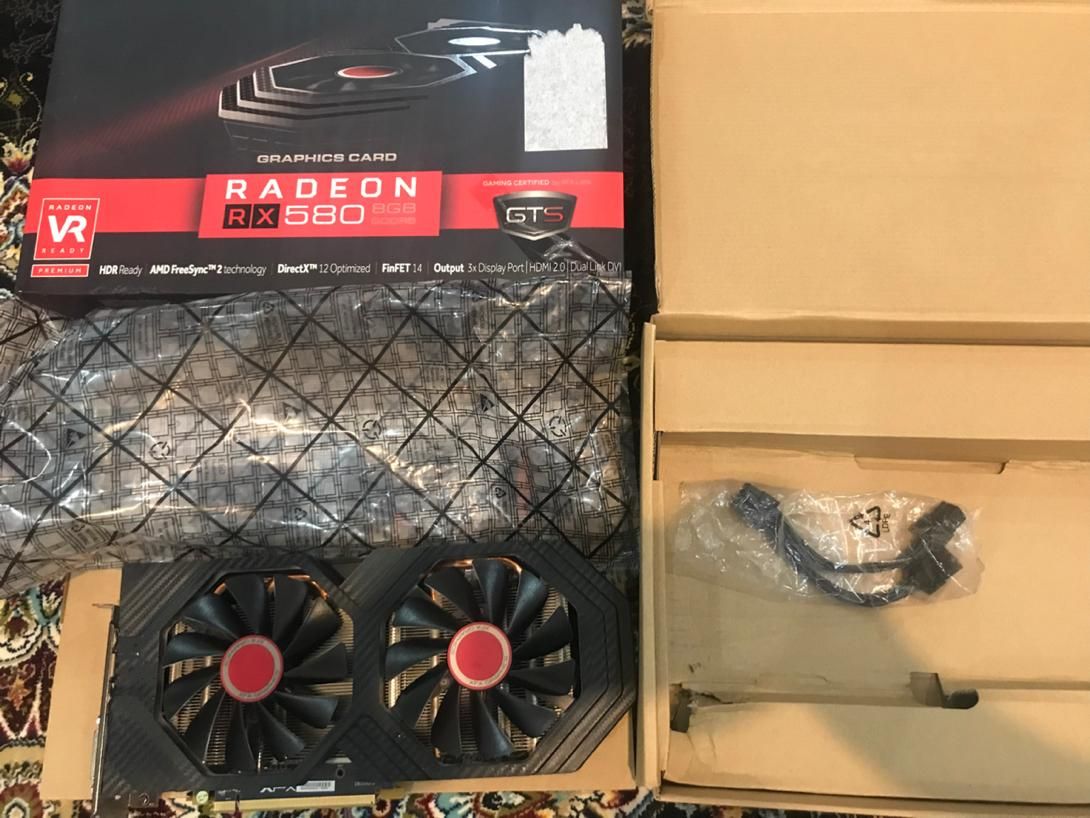 گرافیک rx 580 با کارتن و کابل|قطعات و لوازم جانبی رایانه|خاش, |دیوار