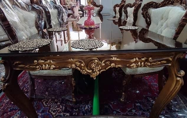 میز ناهارخوری 8 نفره (چوب گردو پارچه ترک)|میز و صندلی غذاخوری|تهران, مسعودیه|دیوار