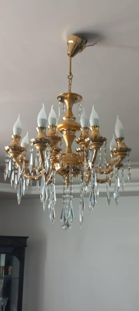 لوستر طلایی ۱۲ لامپه|لوستر و چراغ آویز|تبریز, |دیوار