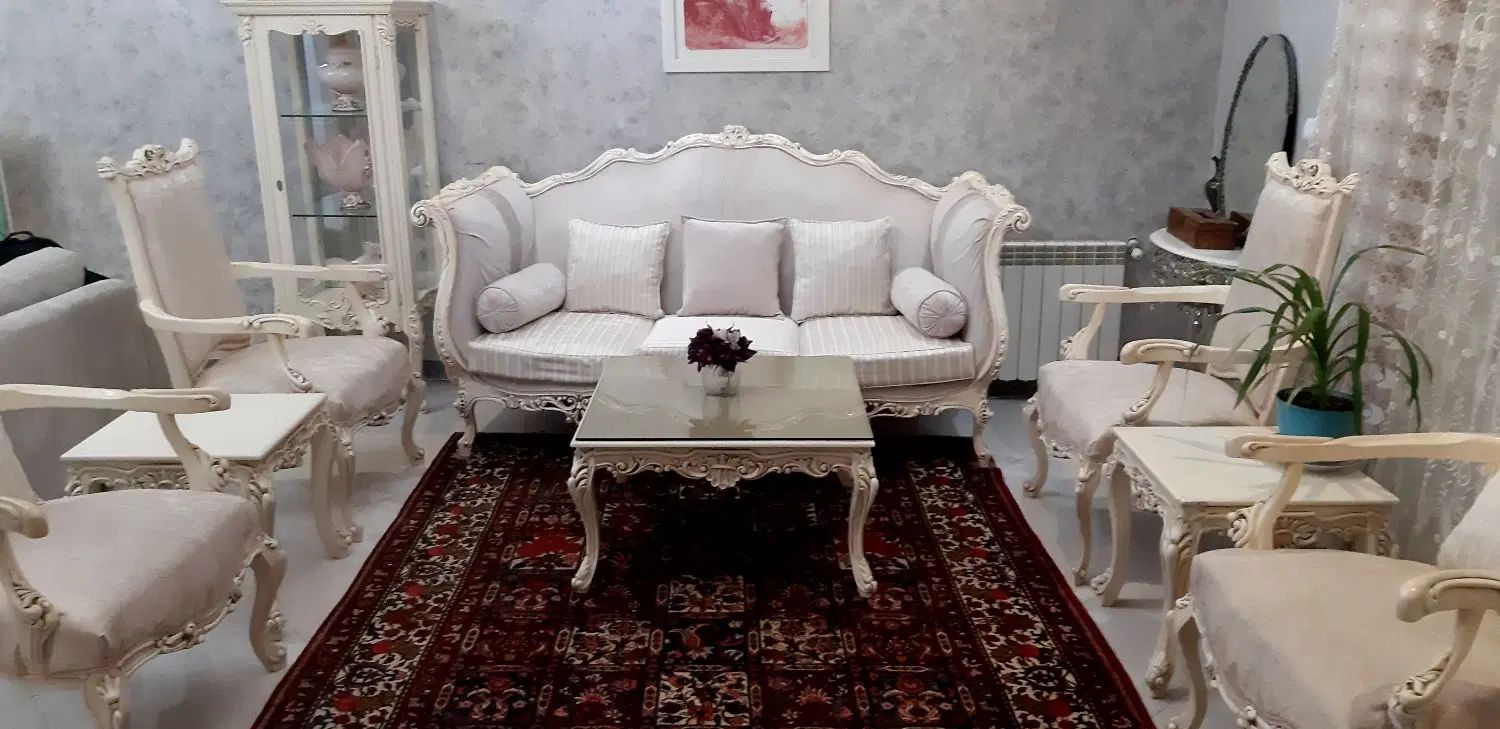 مبل استیل ۷ نفره به همراه ناهارخوری و ویترین|مبلمان خانگی و میز عسلی|پردیس, فاز ۲|دیوار