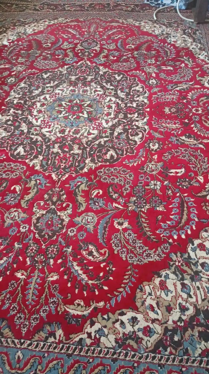 باسلام،یک جفت قالی زمینه قرمزبدون پارگی،تمیز۶۲۰۰|فرش|تربت‌حیدریه, پارک کاشانی|دیوار