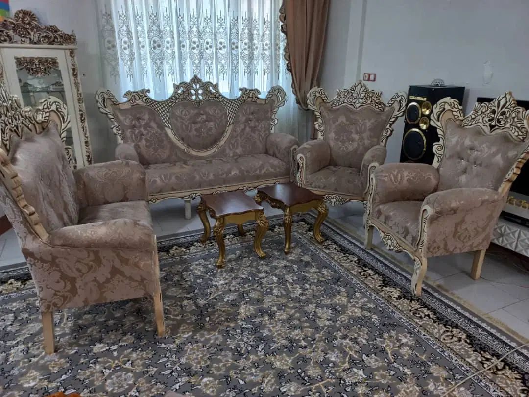 فروش یک دست مبل هفت نفره استیل تمیز پارچه ترک|مبلمان خانگی و میز عسلی|ساری, |دیوار