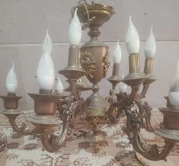 لوستر جفت فرشته گل برنجی برنزی 12شاخه|لوستر و چراغ آویز|تهران, دولتخواه جنوبی|دیوار