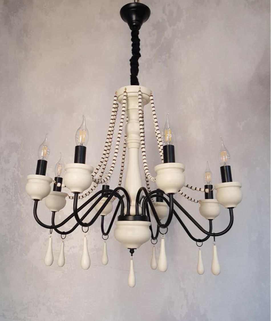 لوستر رستیک 8 شاخه بزرگ رنگ پتینه تاینا|لوستر و چراغ آویز|مشهد, شهرک رازی (شهرک غرب)|دیوار