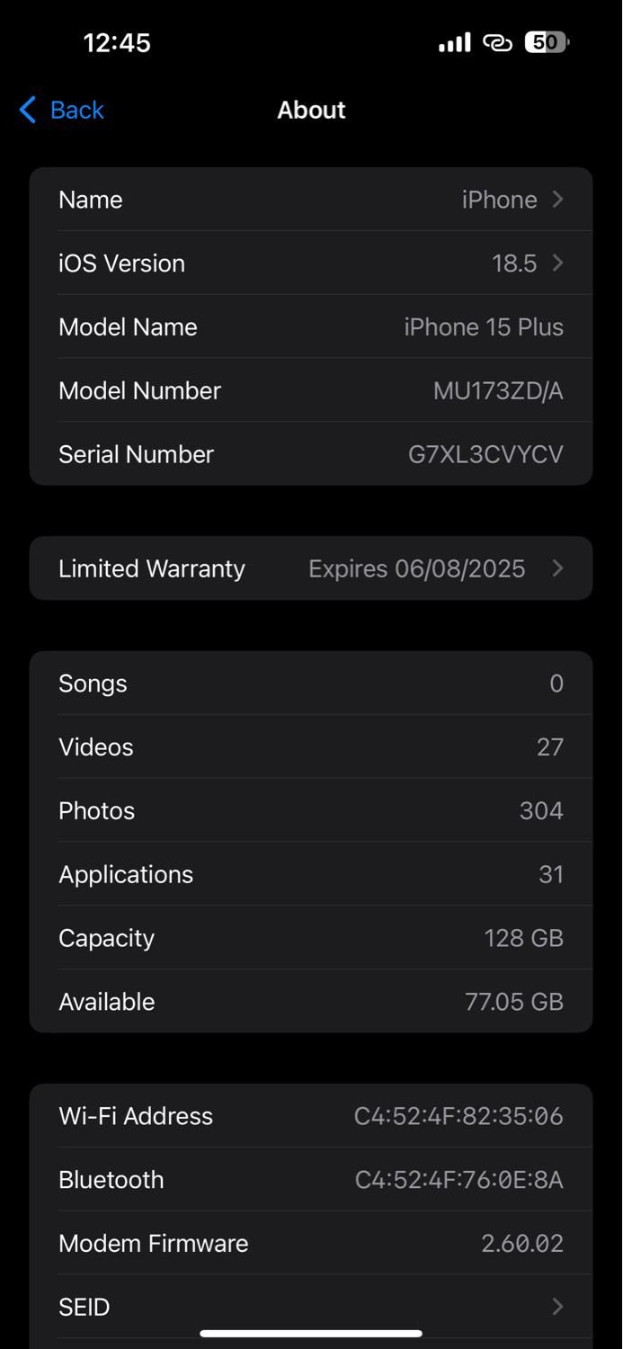 اپل iPhone 15 Plus با حافظهٔ ۱۲۸ گیگابایت|موبایل|تهران, جنت‌آباد جنوبی|دیوار
