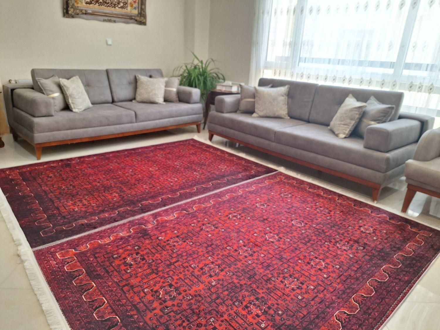 فرشینه طرح کابل زمینه لاکی|فرش|اراک, |دیوار