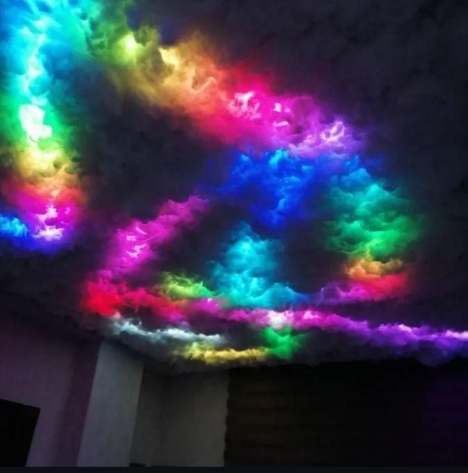 ریسه نواری RGB برنامه پذیر ic دار سقف ابری هوشمند|ریسه و چراغ تزئینی|شیراز, شهرک پرواز|دیوار