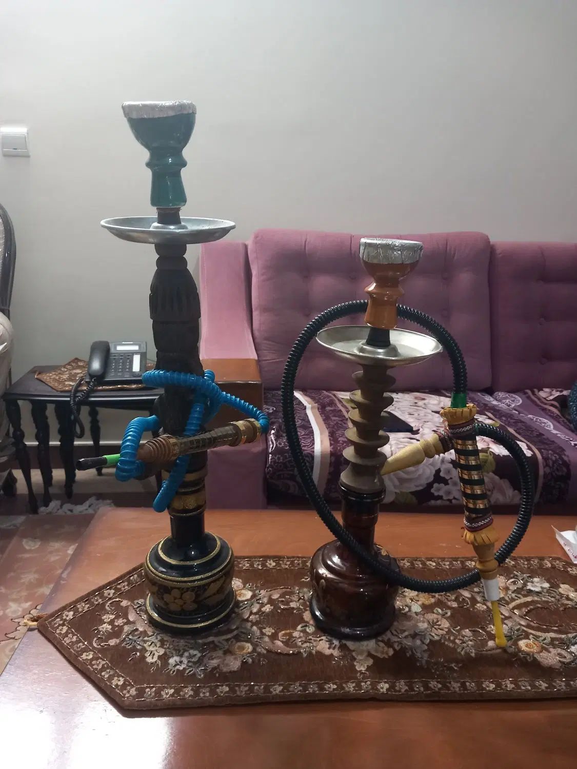 فروش 2 عدد قلیون چوب یکی تنه گردو یکی تنه معمولی|صنایع دستی و سایر لوازم تزئینی|تهران, جنت‌آباد مرکزی|دیوار