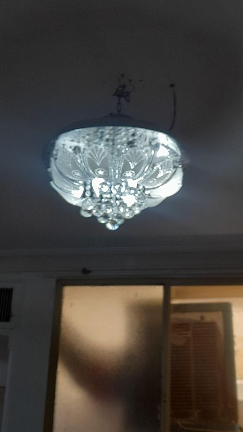 لوستر نقره ای ۷شاخه بدنه استیل اینه ای|لوستر و چراغ آویز|نسیم‌شهر, |دیوار