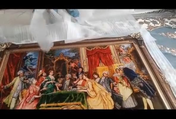 تابلوفرش پاسورباز چله ابریشم زر نیم ودار قالی|تابلو فرش|محمدشهر, همایون ویلا|دیوار