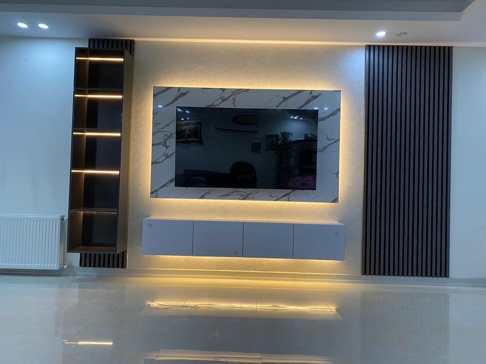 کاغذ دیواری تی وی وال قاب بندی دکور کفپوش|خدمات پیشه و مهارت|بجنورد, |دیوار