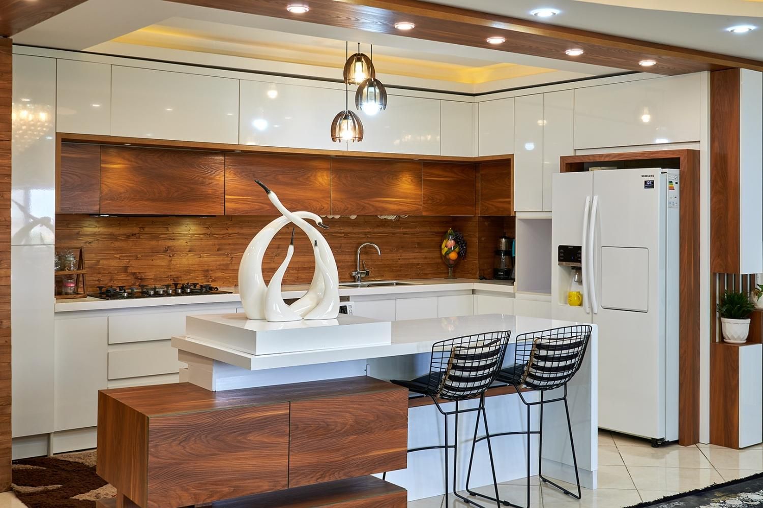 کابینت آشپزخانه ام دی اف سفید و‌ میله ای|مصالح و تجهیزات ساختمان|گرگان, |دیوار