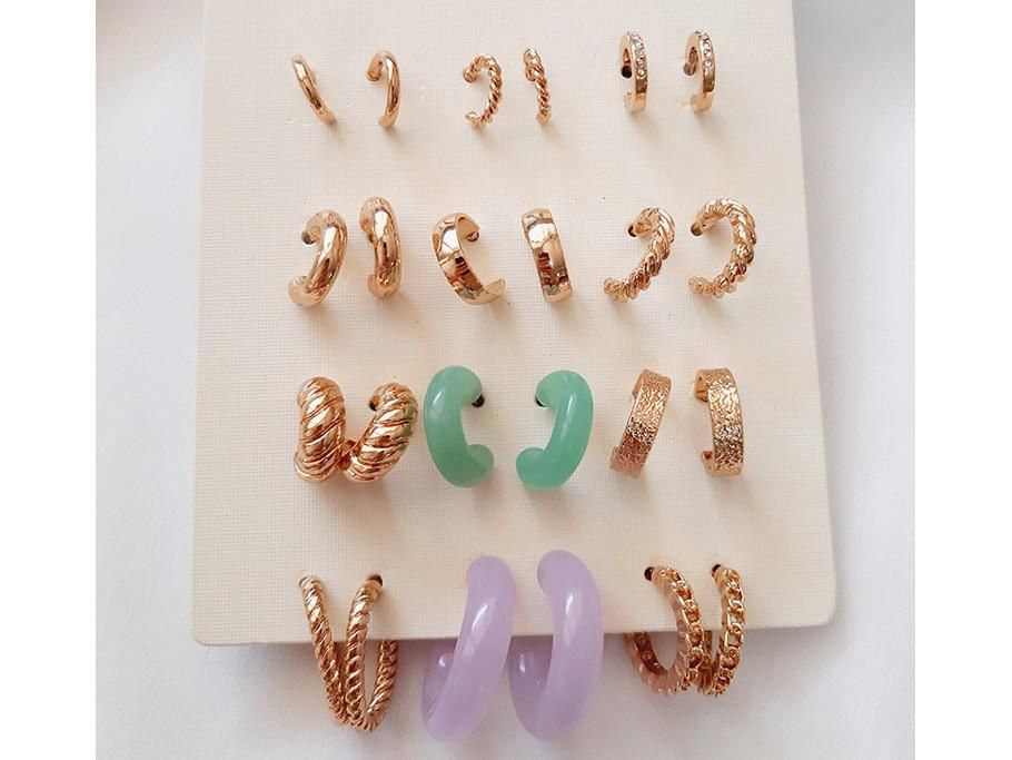 گوشواره نیم حلقهای 12 جفتی چند رنگ|بدلیجات|اراک, |دیوار