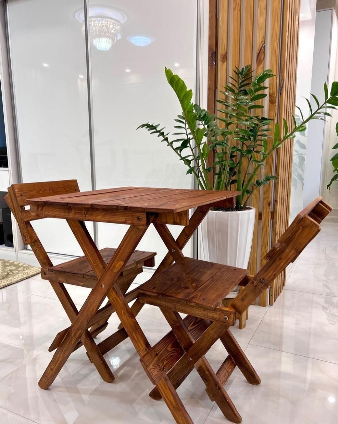 میز و صندلی تاشو چوبی / کافه|میز و صندلی غذاخوری|قزوین, |دیوار