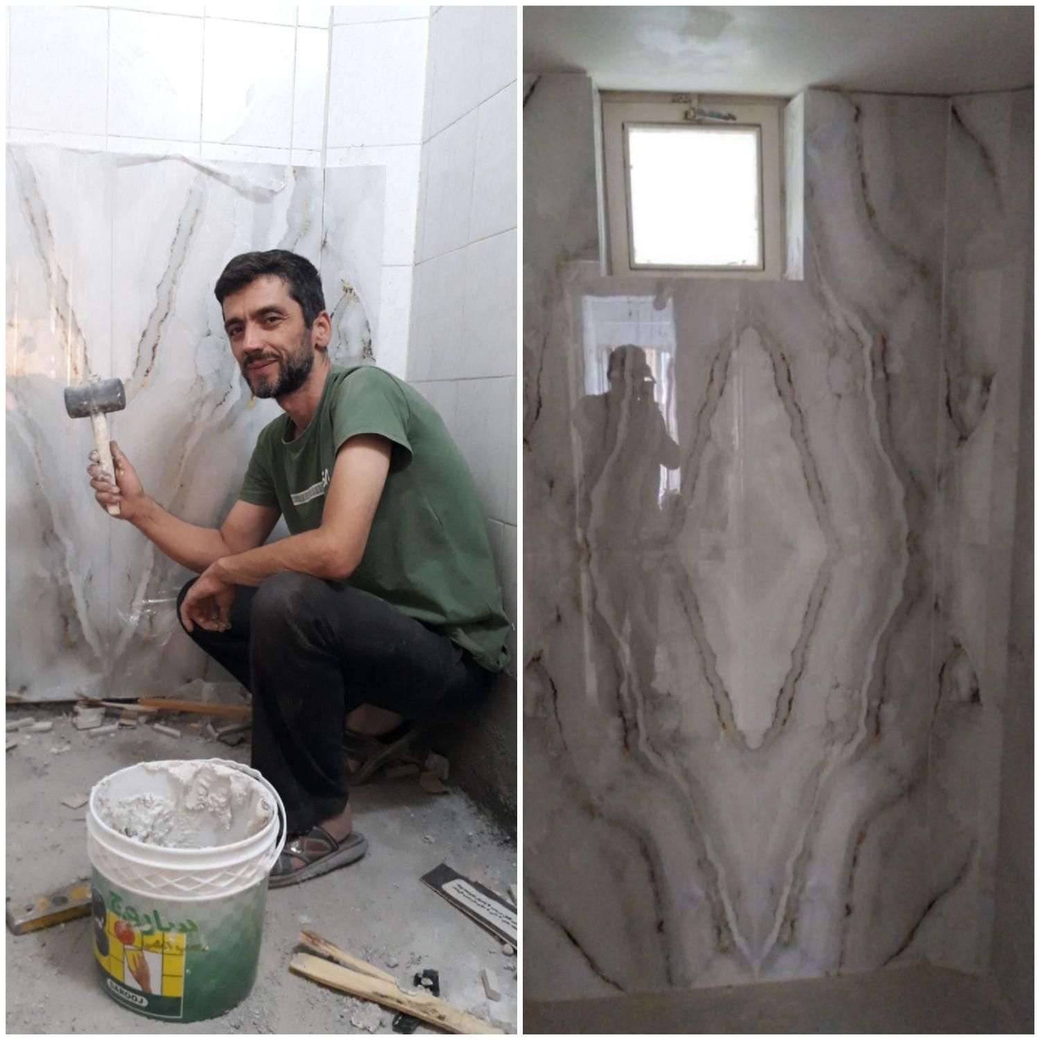 کاشی کار کاشیکاری بین کابینت کف وبدنه|خدمات پیشه و مهارت|قم, زنبیل آباد|دیوار