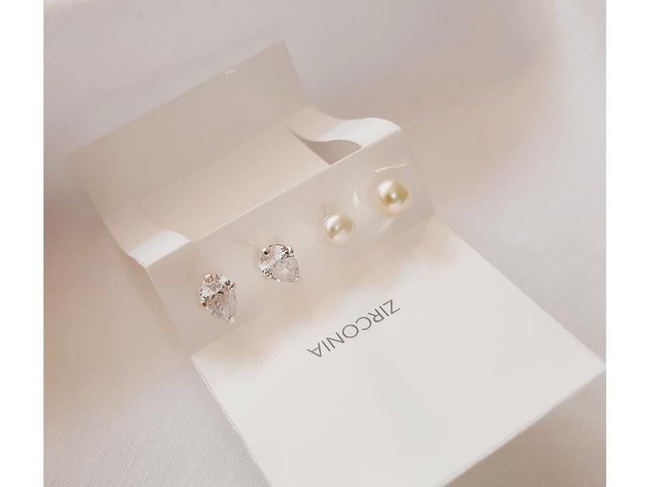 گوشواره نقره دوتایی مروارید و نگین زیرکنیا سفید|بدلیجات|زاهدان, |دیوار