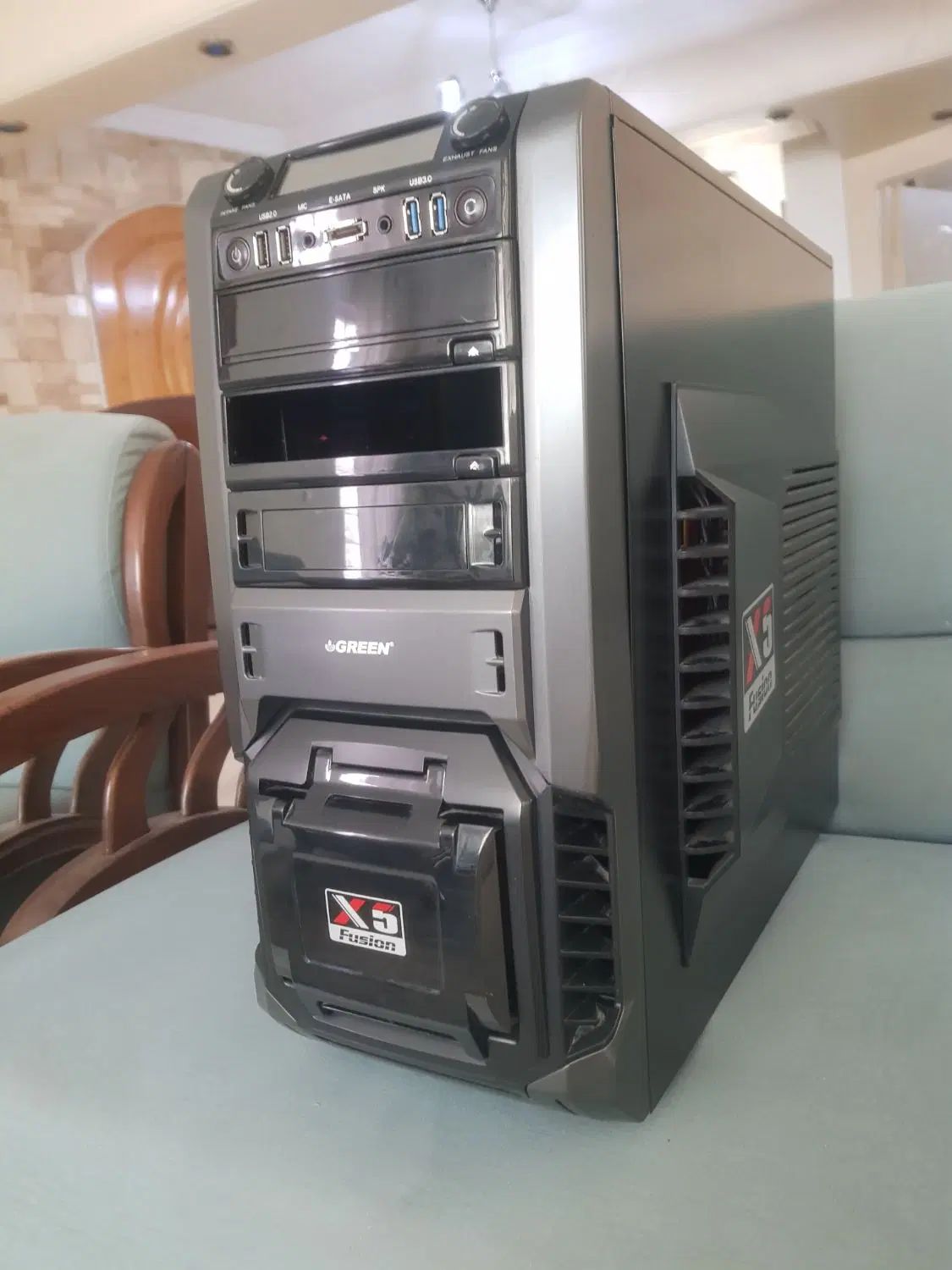 قاب کیس گیمینگ X5گرین با ۵ فن rgb|قطعات و لوازم جانبی رایانه|تهران, گلستان (شهرک راه آهن)|دیوار