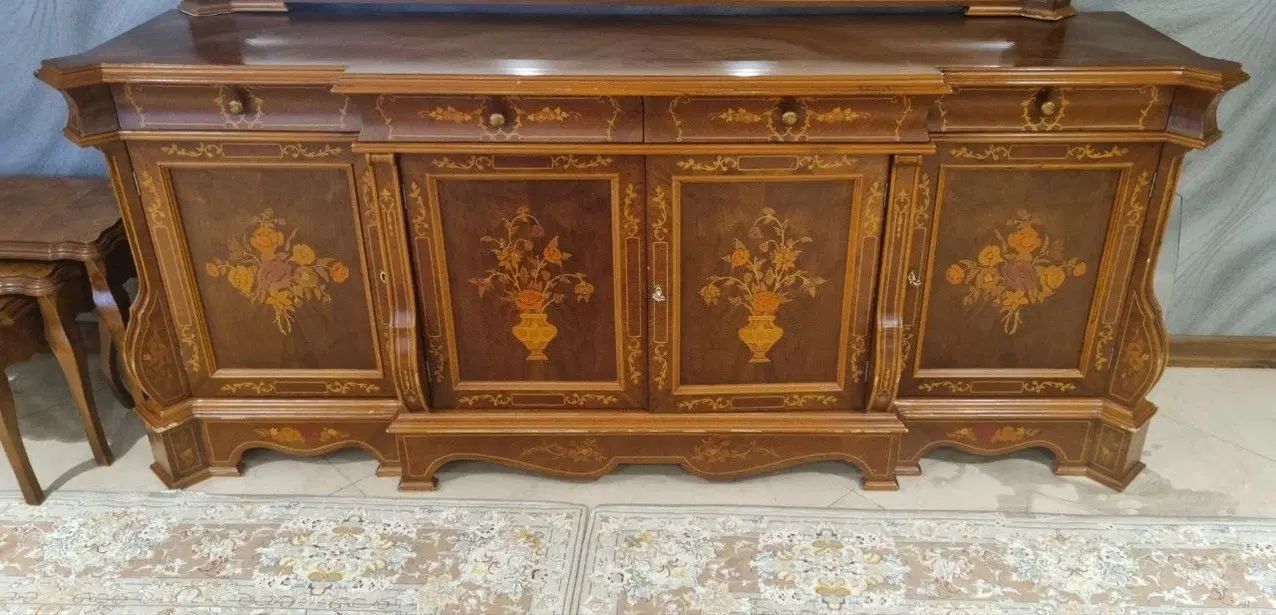 بوفه و کنسول کلاسیک چوبی با آینه طرح منبت|بوفه، ویترین، کنسول|تهران, یوسف‌آباد|دیوار
