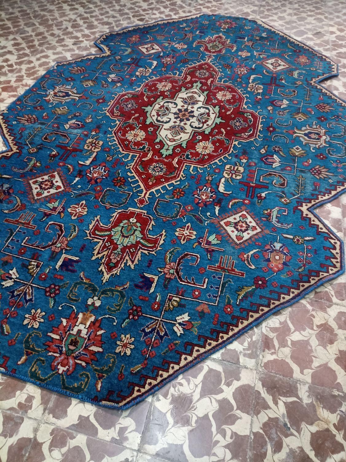 فرش دسباف قبا آذرشهر رنگ فیروزه ای اندازه2در3.15|فرش|خوی, |دیوار