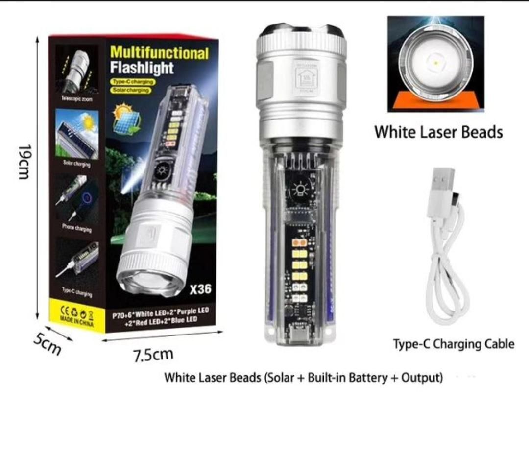 چراغ قوه پلیسی شارژی خورشیدی مدلx36 solar|لامپ و چراغ|شیراز, تحویلی|دیوار