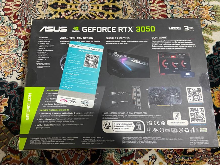 کارت گرافیک ایسوس Geeforce RTX 3050 OC Edition 8G|قطعات و لوازم جانبی رایانه|تهران, مهرآباد جنوبی|دیوار