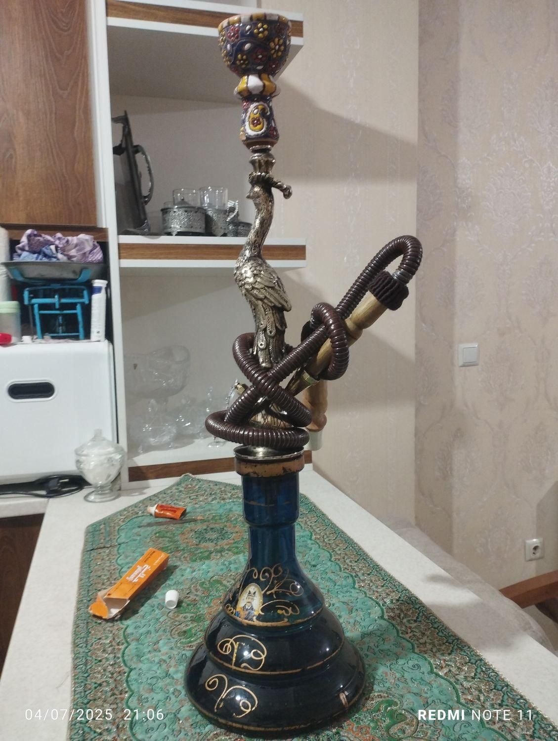 قلیان میویی برنزی قدیمی|کلکسیون اشیاء عتیقه|تبریز, |دیوار