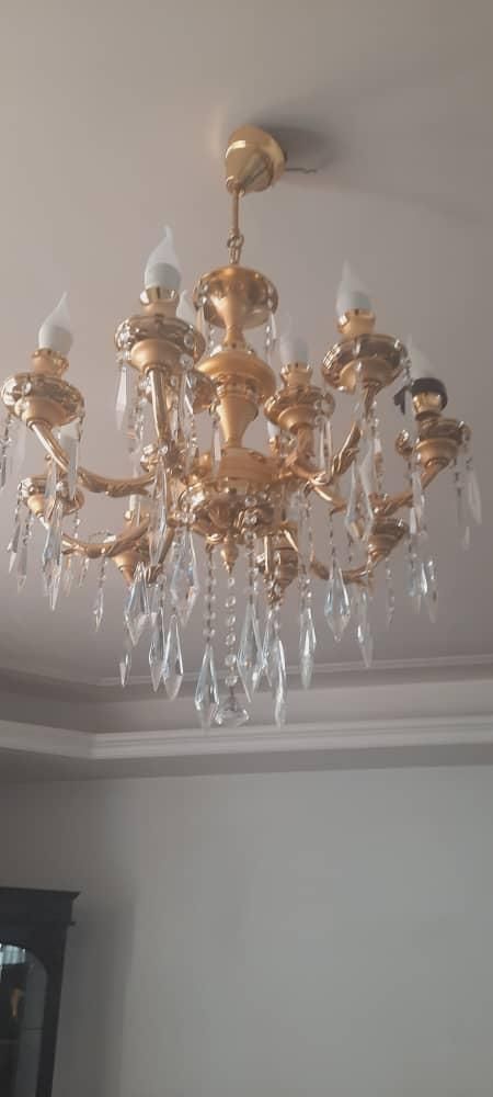 لوستر طلایی ۱۲ لامپه|لوستر و چراغ آویز|تبریز, |دیوار